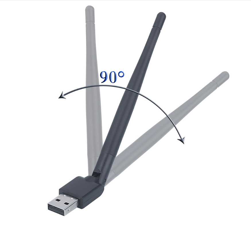 Adaptador Wifi Sem Fio 150 Mbps Antena 20dBm Dongle USB Receptor de TV Wifi MT7601 RTL8188 Placa de Rede 802.11b/n/g para Receptor de TV