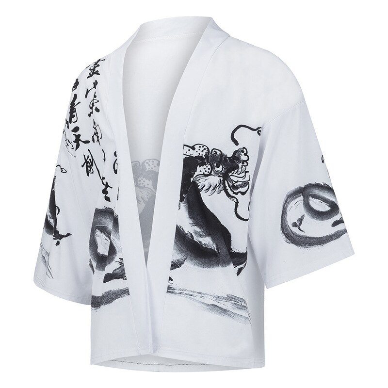 Chinese Inkt Schilderij Print Kimono Streetwear Haori Mannelijke Yukata Samurai Kimono Karate Shirt Japanse Kimono Vest Mannen