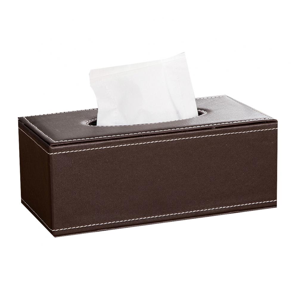Household Faux Leather Tissue Box Car Tissue Paper Holder Storage Case Hotel Restaurant Paper Towel Dispenser: Brown Large