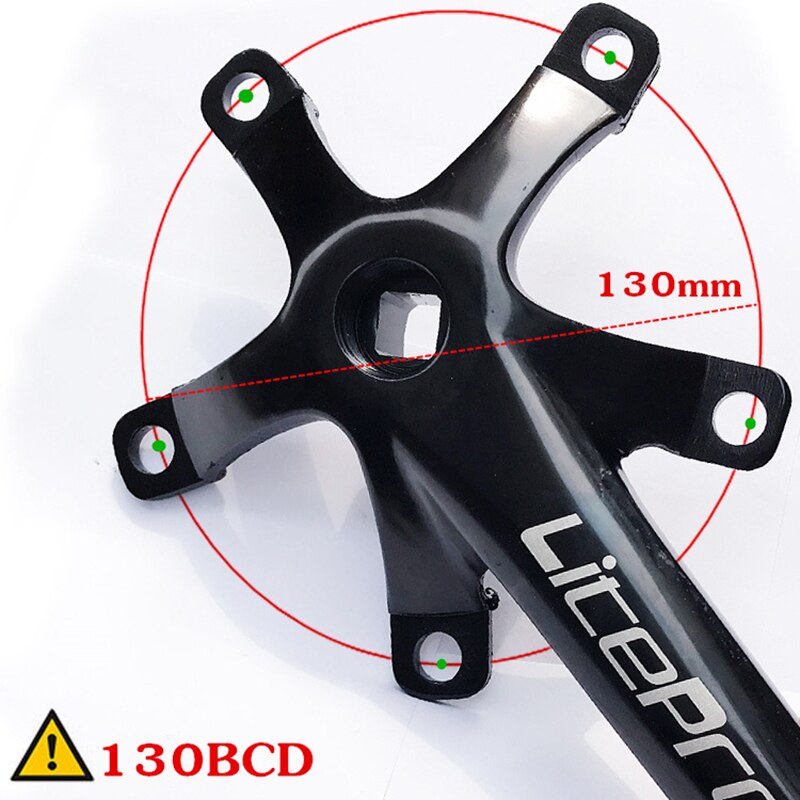 Litepro sykkel kranksett integrert enkelt kranksett krank 45t 47t 53t 56t 58t bcd 130mm for sammenleggbar sykkel sykkel kranksett 170mm