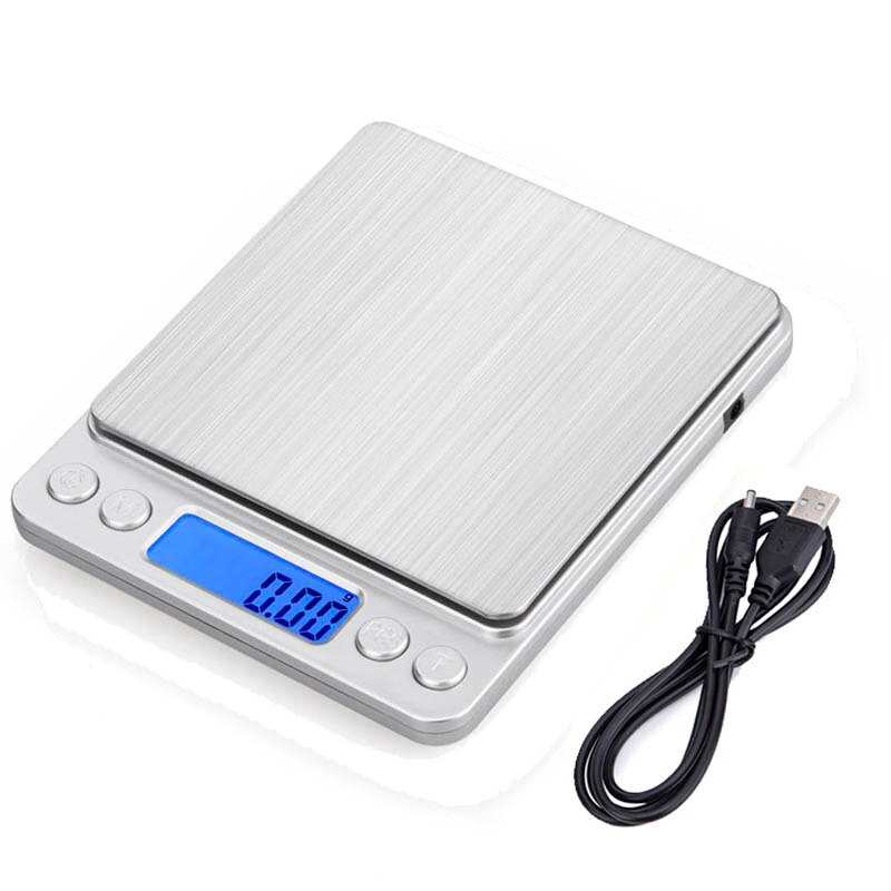 Stainless steel Digital Kitchen Scale 500g/0.01g High Accurate Food Baking Scale Electric Balance Bench weight scale gold: Silver