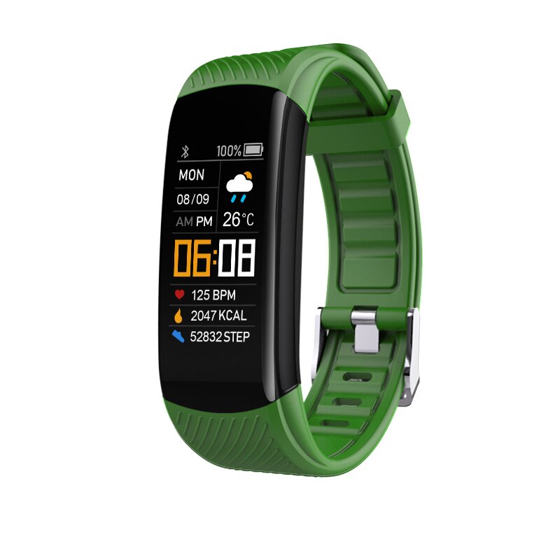 C5S Smart Bracelet Blood Pressure Bluetooth Heart Rate Fitness Information Tracker Watch Reminder Smart Band For Men Women: green