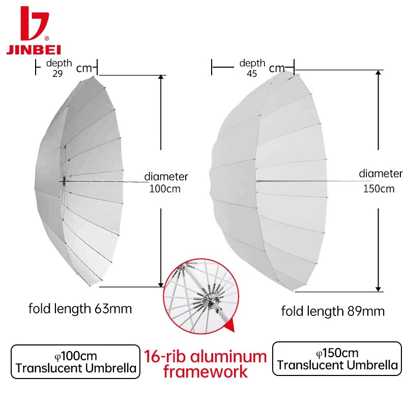 Paraguas suave translúcido blanco JINBEI 80cm/31 ''100cm/39'' 150cm/59 ''paraguas reflectante de luz para fotografía de estudio