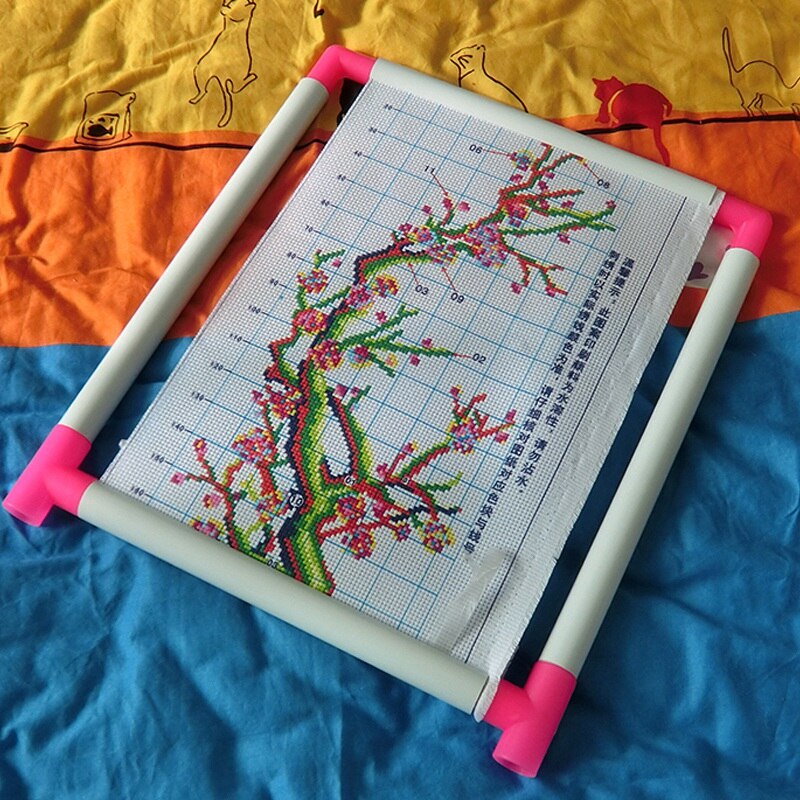 Borduurraam praktische universele clip plastic kruissteekring standaard houder ondersteuningsrek doe-het-zelf handgereedschap