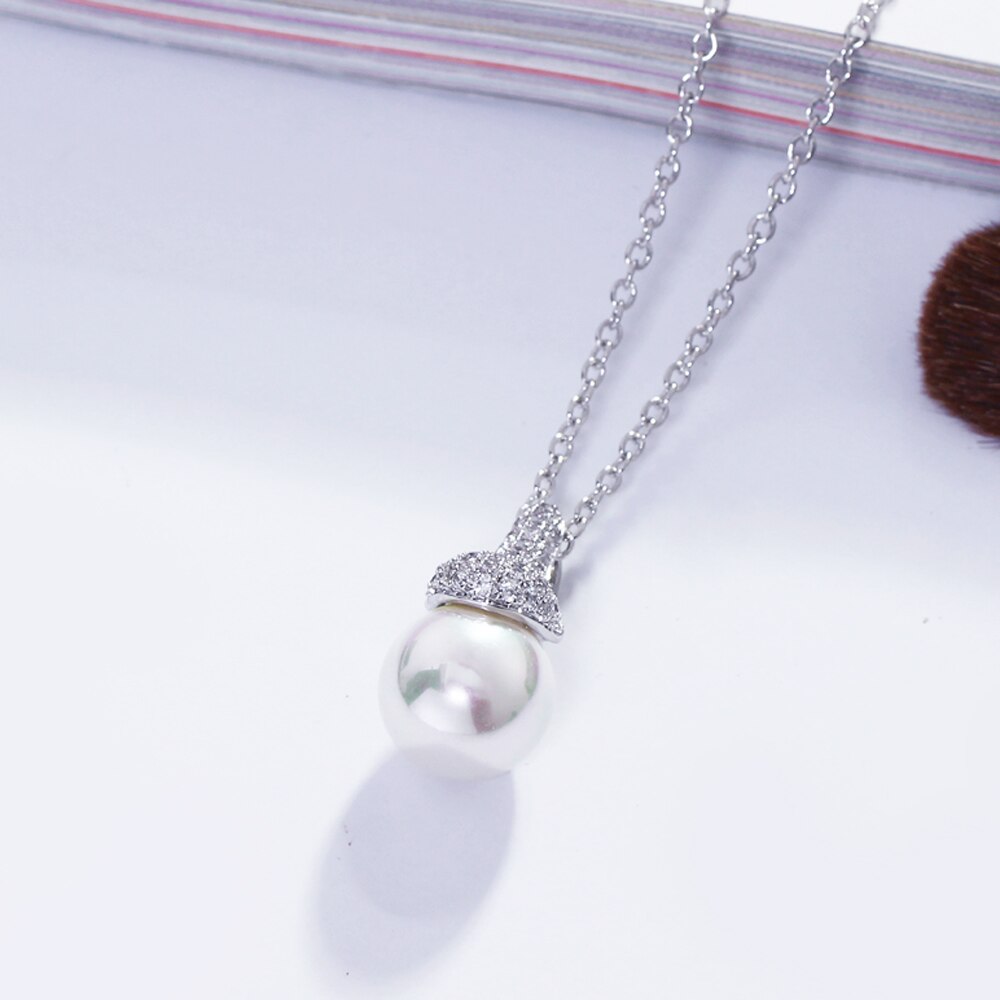 Dreamcarnival 1989 Gesimuleerde Parel Hanger Ketting Voor Vrouwen Zirkoon Bruiloft Sieraden Perla Mujer Collier Bijoux SZ14951R