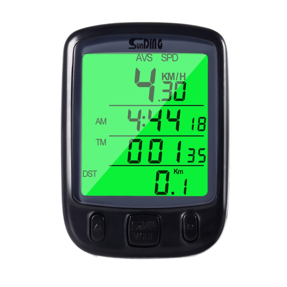 SunDing SD-563B Bicycle Computer Water Resistant Cycling Odometer Speedometer with Green LCD Backlight Bike Computer SD - 563B