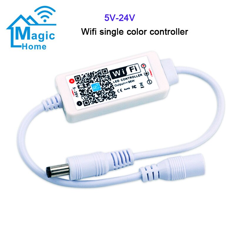Magic Home Bluetooth Wireless WiFi Remote,RGB/RGBW IR RF LED Controller DC5V 12V 24V for 5050 WS2811 WS2812B Pixel Led Strip: WiFi single color DC