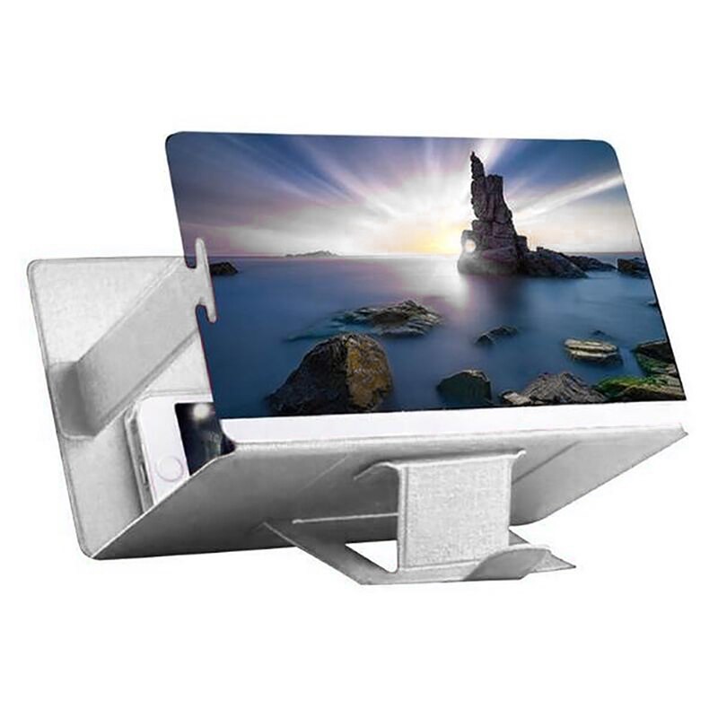 Desktop Telefoon Houder Stand Universele Mobiele Telefoon Screen Vergrootglas 3D Vergroter Vergrootglas Video Versterker Projector Beugel: WHITE