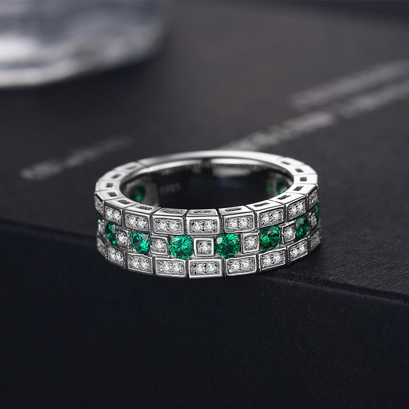 Huitan Verharde Green Zirconia Band Vrouwen Ringen Luxe Trouwringen Voor Mom Statement Sieraden