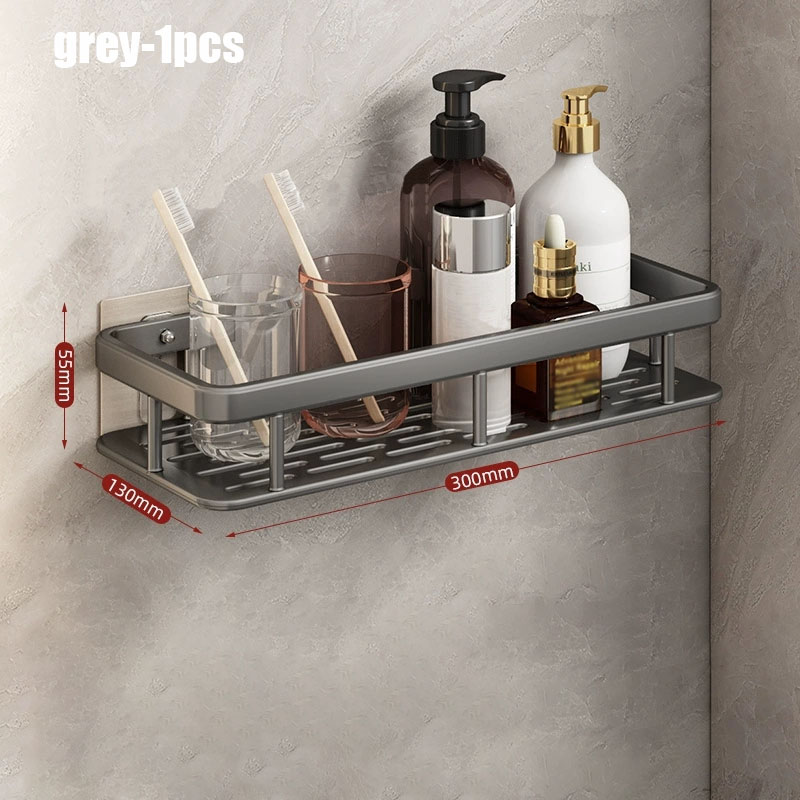 1-3pcs Bathroom Shelf Kitchen Storage Organizer Aluminum Alloy Shampoo Rack Shower Shelf Bathroom Accessories No Drill Shelf: PURPLE