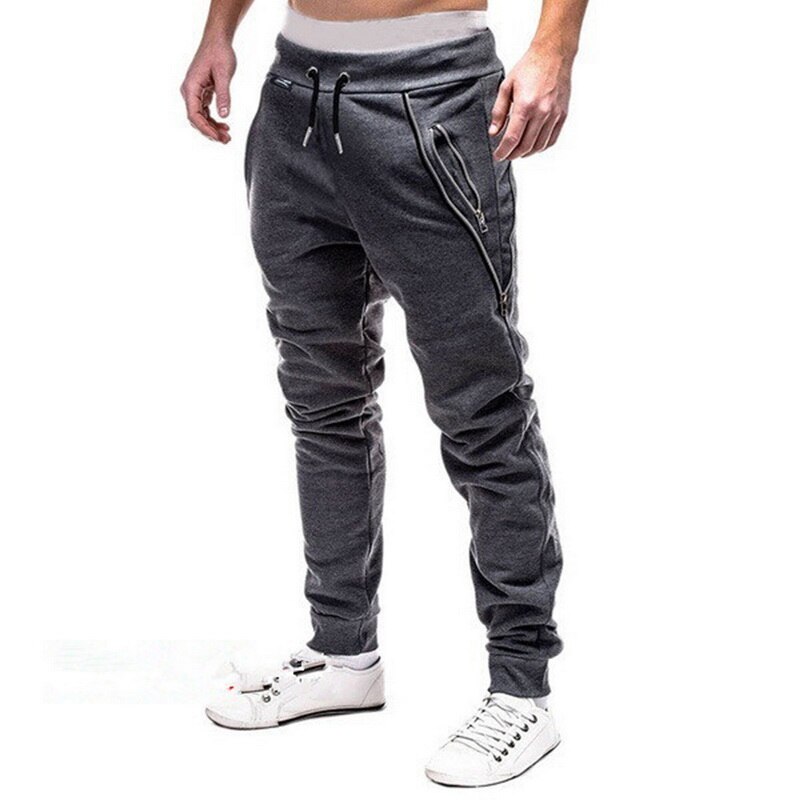 Vertieve heren open onderkant hardloopbroek trekkoord fitness sport comfortabele casual ritszak joggingbroek