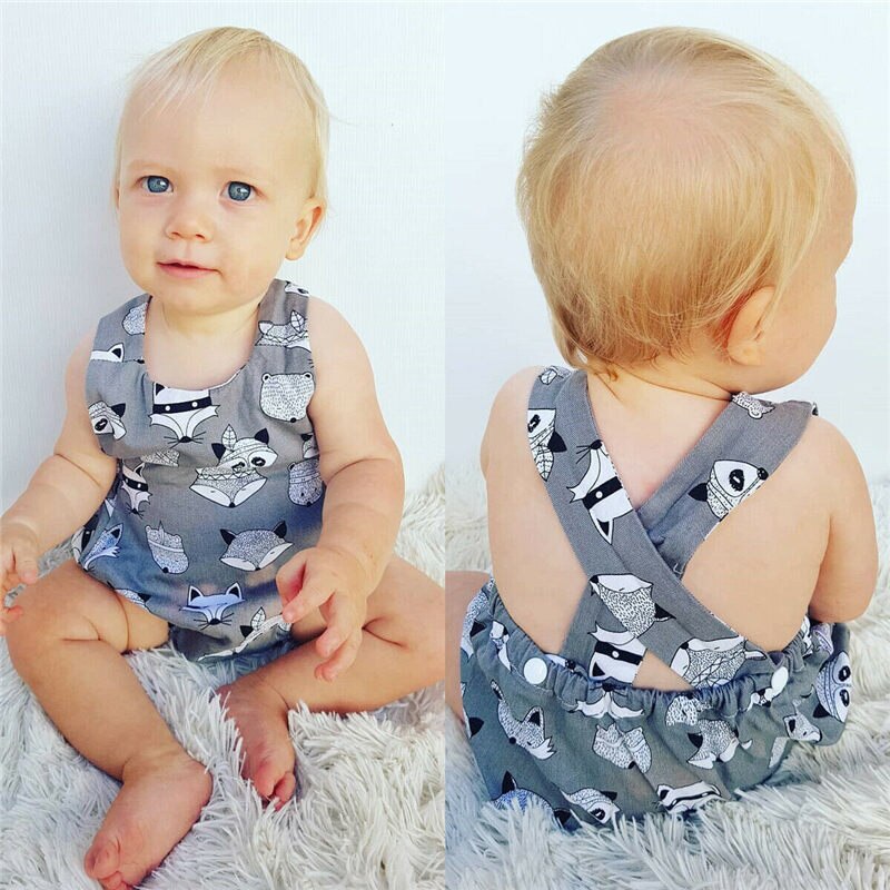 Baby Meisjes Jongens Animal Print Bodysuit Pasgeboren Zomer Kids Kleding Baby Backless Jumpsuit Peuter Jarretel Outfit 0-18 M