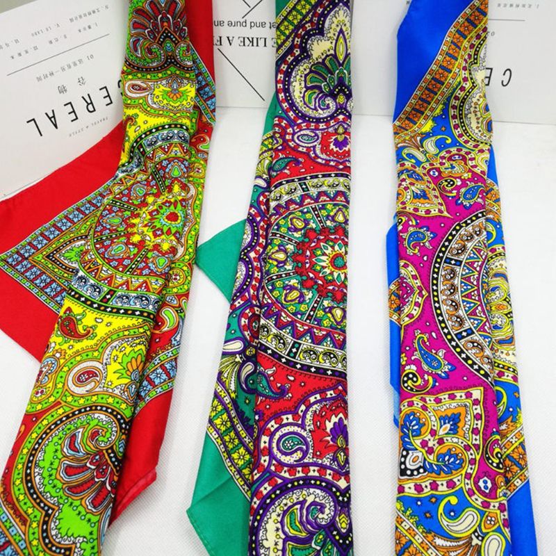 Pañuelo de estilo étnico para hombre y mujer, pañuelo cuadrado con estampado Floral, colorido brillante, estilo Punk, Hip Hop, ciclismo y baile
