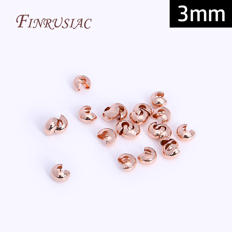 50-100 stks/partij Messing Ronde Covers Crimp End Kralen 3mm/4mm Spacer Kralen 18K Real vergulde Sieraden Maken Accessoires DIY: S / green