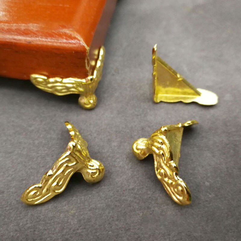 4Pcs Wood Case Decorative Feet Legs Corner Protector Golden Jewelry Box Feet Brackets Alloy Furniture Bottom Support Foot