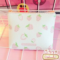 Vrouwen schattige flamingo pu leren portemonnees dames portemonnee kinderen roze aardbei mini rits kaarthouder sleutel portemonnee: B
