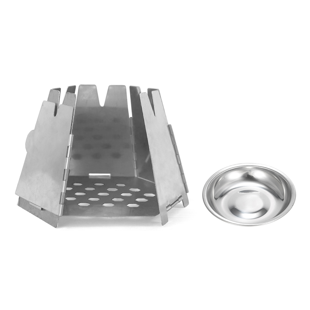 Lixada Folding Wood Stove Folding Stainless Steel Hexagon Wood Stove Outdoor Camping Pocket Burning Stoves for Picnic Hiking: three