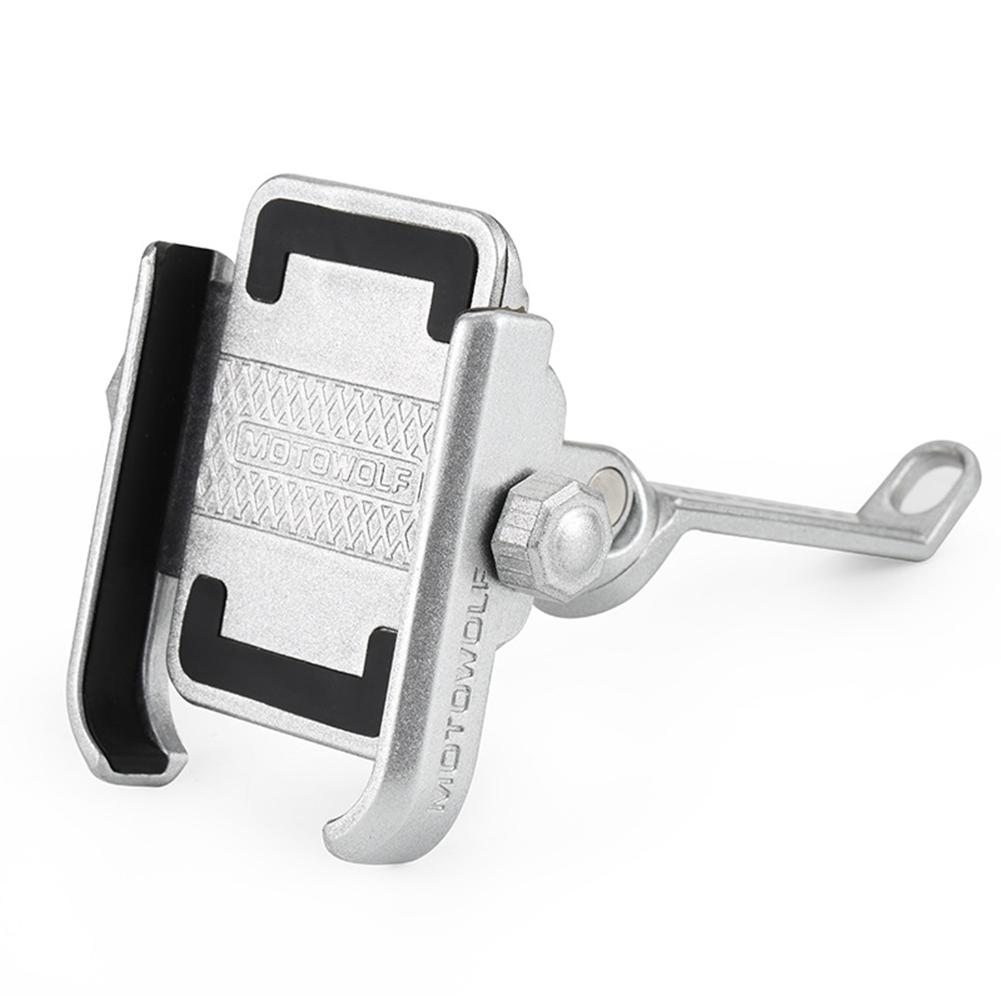 Aluminum Motorcycle Phone Holder For iPhoneX 8 7 6s 4 inch -6.6 inch Electric Motorcycle Holder Bicycle Bike Navigation Holder: Silver