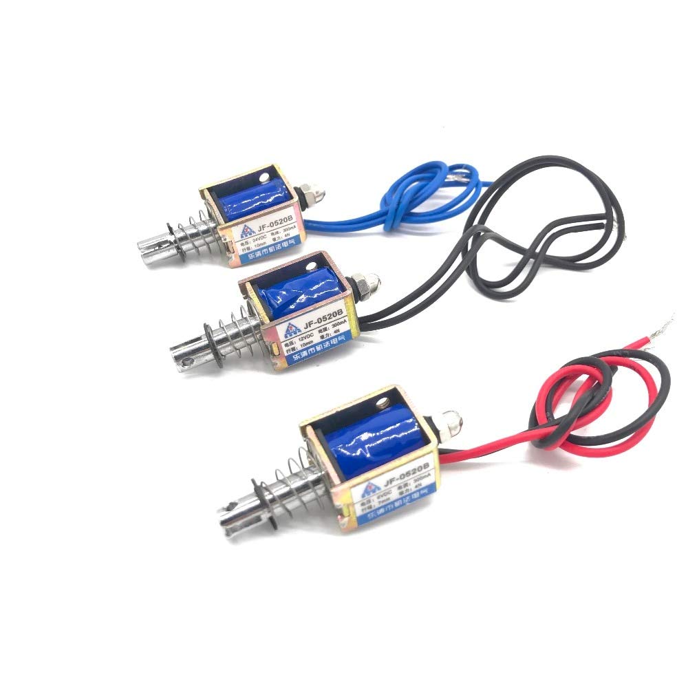 JF-0520B/JF-0530B DC 6V DC 12V or DC 24V Push Type Open Frame Linear Solenoid Electromagnet Suction 40g 10mm 0.3A 4N
