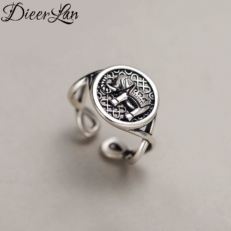 925 Sterling Silver Elephant Rings For Women Adjustable Size Finger Rings Girls Party Wedding Jewelry