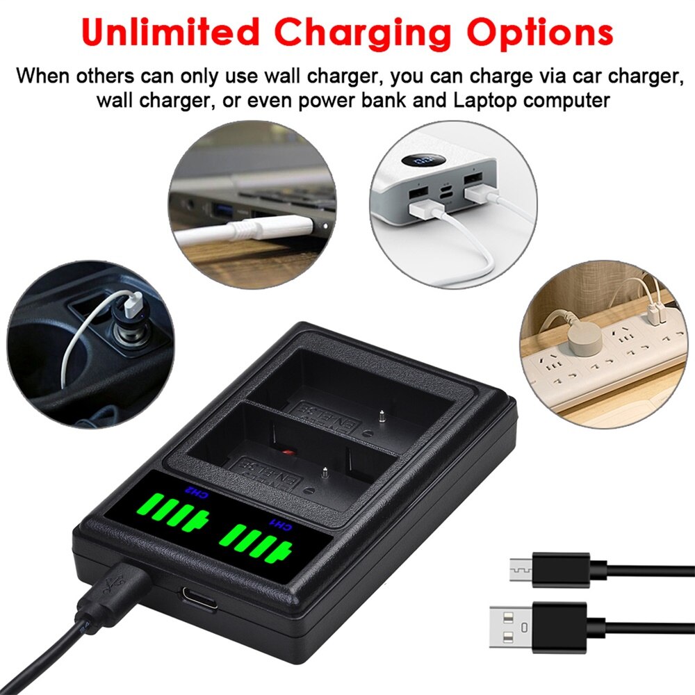 EN-EL3e EN EL3E EL3 Battery + LED Dual USB Charger for Nikon D50, D70, D70s, D80, D90, D100, D200, D300, D300S, D700 Camera