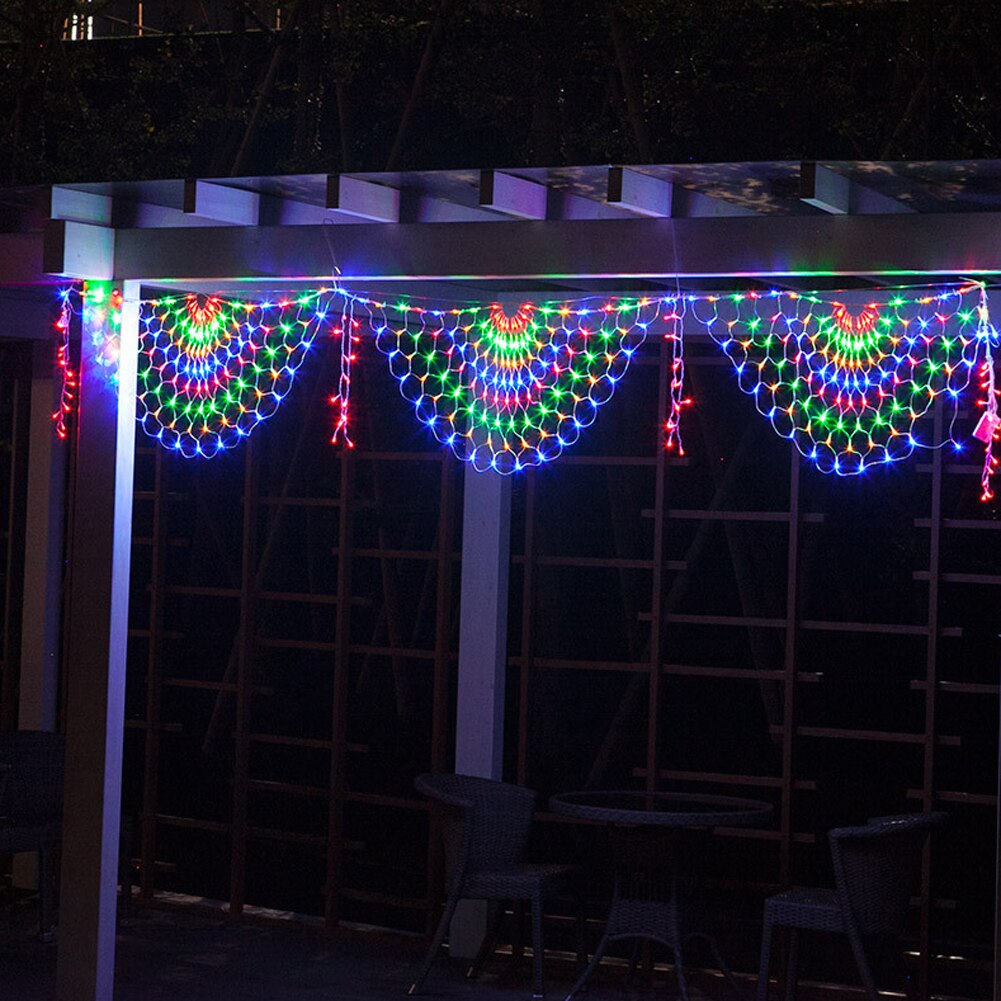 Led Gordijn Verlichting, 3M 3 Pauw Mesh Netto Led String Lights 8 Modi Outdoor Fairy Guirlande Verlichting Voor Kerst Decor