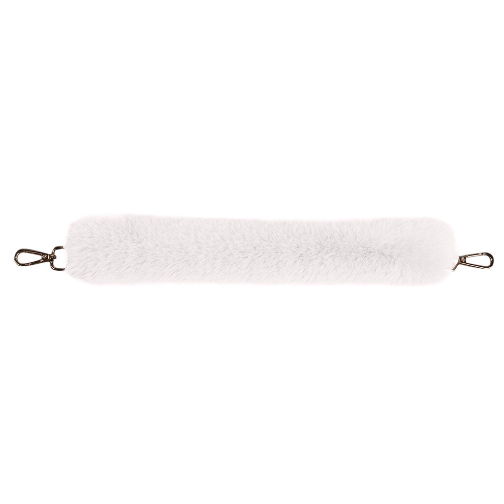 Vervanging Vrouwen Pluche Tas Riem Schouder Handtas Riem Riem Faux Fur Tas Riemen Accessoires Handtas Pluche Decoratieve Ketting: WHITE