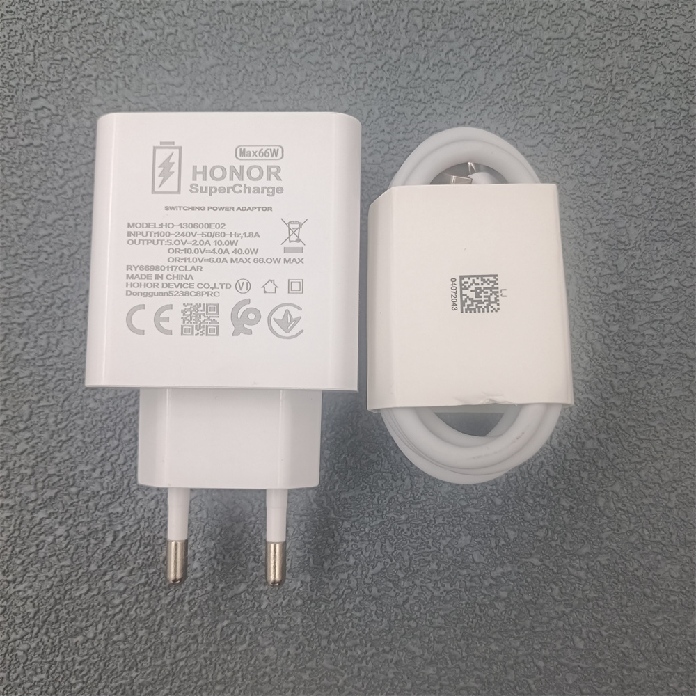 HONOR – chargeur d'origine 66W EU US, adaptateur mural rapide, câble USB 6A pour Honor X9C 90 80 Pro Magic 7 Lite Vs3 V3 V2 Vs2