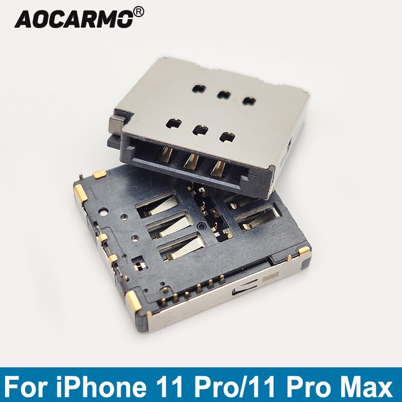 Aocarmo Dual / Single Sim Card Tray Socket Reader Holder Slot Socket Flex Cable parti di riparazione per iPhone 11 Pro / 11Pro Max