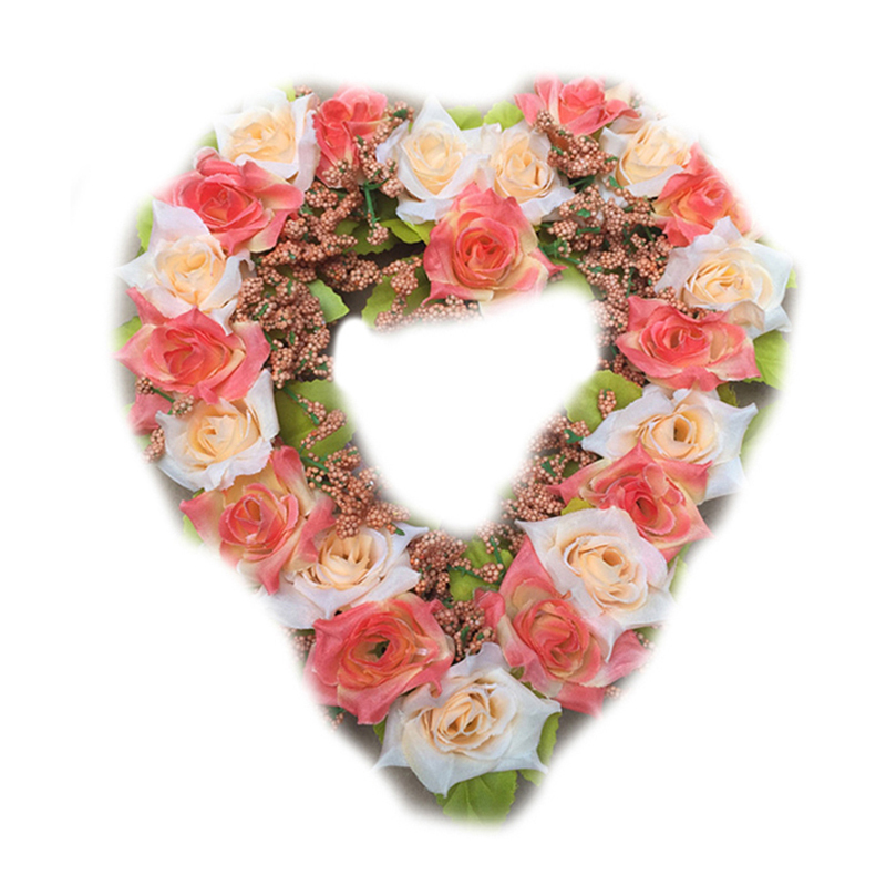 Artificial Rose Flower Heart-shaped Flower Garland Romantic Wedding Decorative Silk Garlands Flower Wreaths for Wedding Party: 06