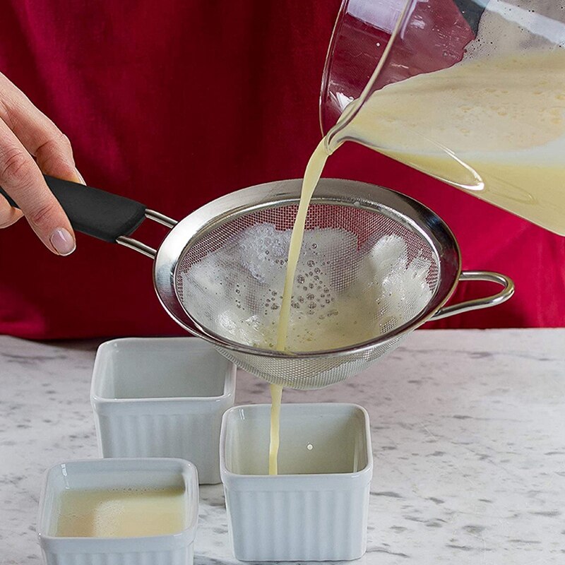 Stainless Steel Fine Mesh Strainers. Set Of 3 Graduated Sizes Strainer Wire Sieve With Insulated Handle For Kitchen