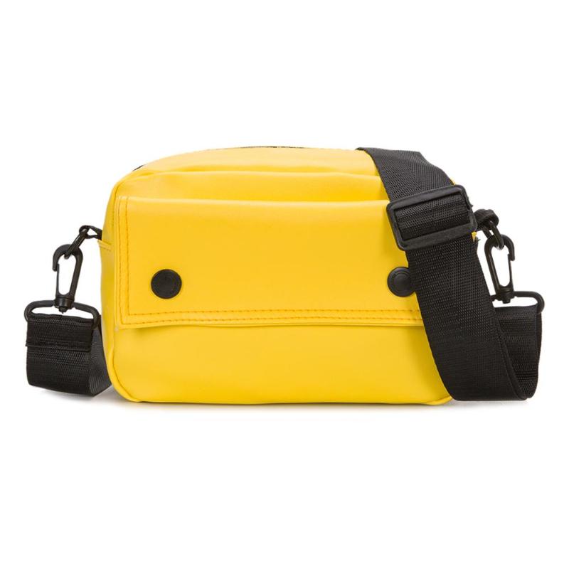 Effen schoudertas dames crossbody tas pu leer effen kleur brede schouder handtas: Geel