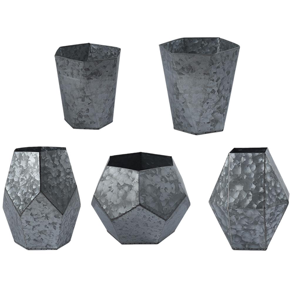 Creativity Iron Flower Pot Polygonal Metal Plants Planter Desktop Storage Bucket For Balcony Home Yard Decoration