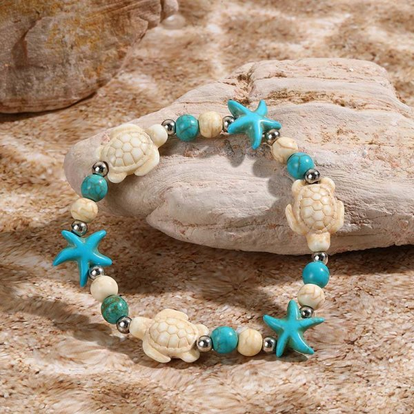 Bohemian Imitation Shell Beads Bracelet For Women Sea Star Turtle Woven Rope Bracelet Handmade Friendship Beach Jewelry
