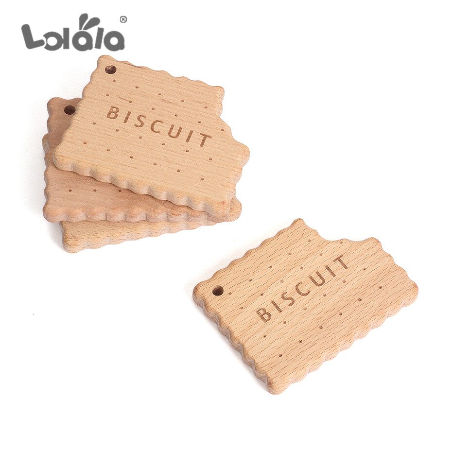 3pcs Beech Wooden Teether Baby Nursing Necklace Wooden Teether Biscuits Teething DIY Wood Charms Christmas Day