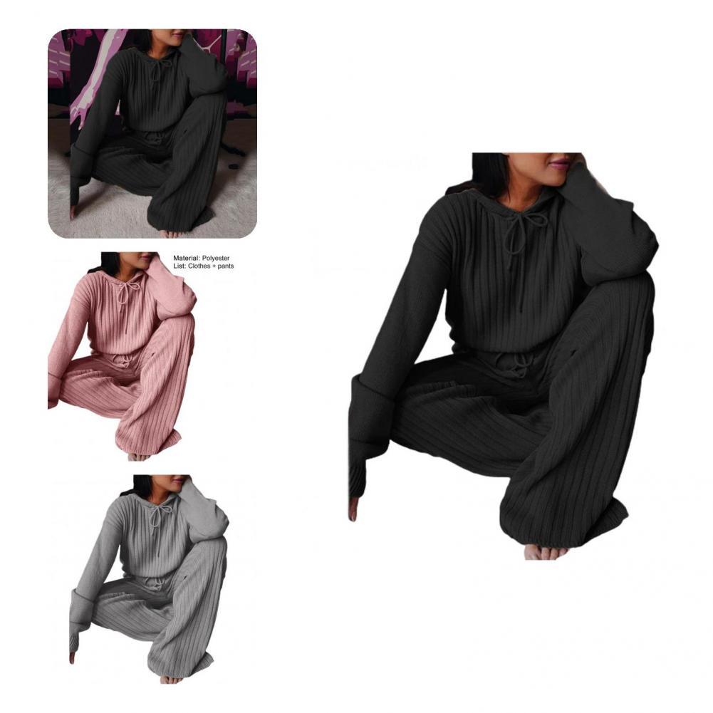 Survêtement Vintage pour femmes, surdimensionné, tricoté, longueur au sol, Streetwear élastique, automne hiver