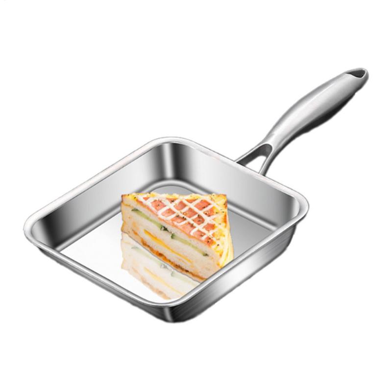 Non Stick Koekenpannen 3-laags Roestvrijstalen Vierkante Kookpan Anti-aanbak Koekenpan Diepe Kleine Ijzeren Koekenpan Kookgerei Pan Koekenpan