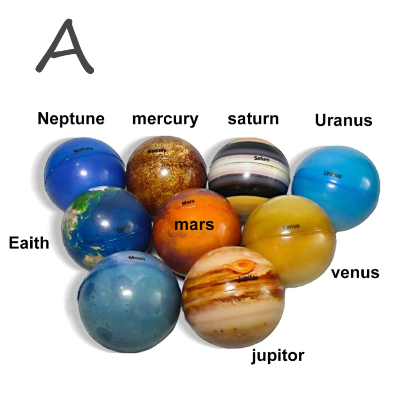 Pelota hinchable de ocho planetas para niños, juguetes, Luna, estrella, esponja, impresión elástica, pelota de estrella, juguetes educativos para aliviar el estrés, material didáctico: Gris oscuro