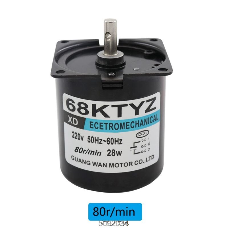 68KTYZ 28W Low Speed Synchronous Motor AC 220V 2.5-110r/min Permanent Magnet Small Gear Motors Kit