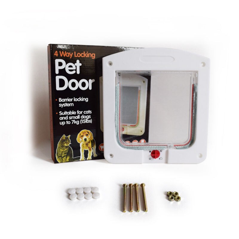Intelligent Control 4 Way Pet Cat Puppy Dog Supplies Lock Lockable Safe Door White Brown Cat Gates for Small Dog Cat