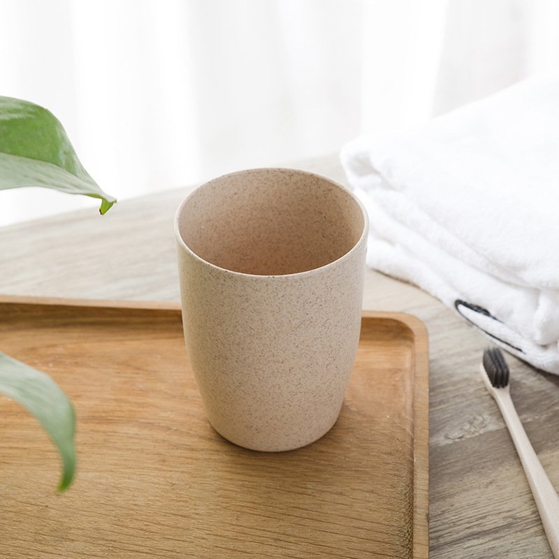 Vasos de baño de paja de trigo ambiental, enjuague bucal , cepillo de dientes, cepillo de dientes, taza de agua, taza de lavado: Wheat straw Beige