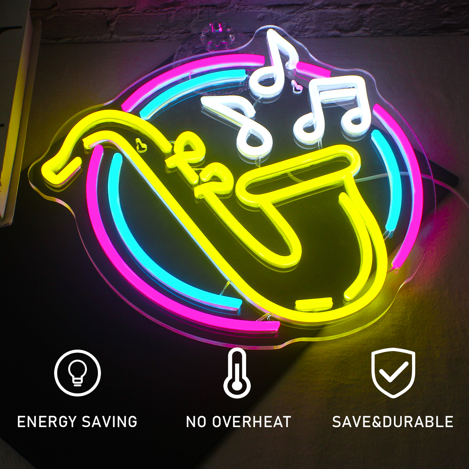 Enseigne au néon LED Jazz Saxophone, lumières à intensité variable, musique en direct, décoration murale, enseignes d'art, décoration de chambre, studio, bar, club, fête