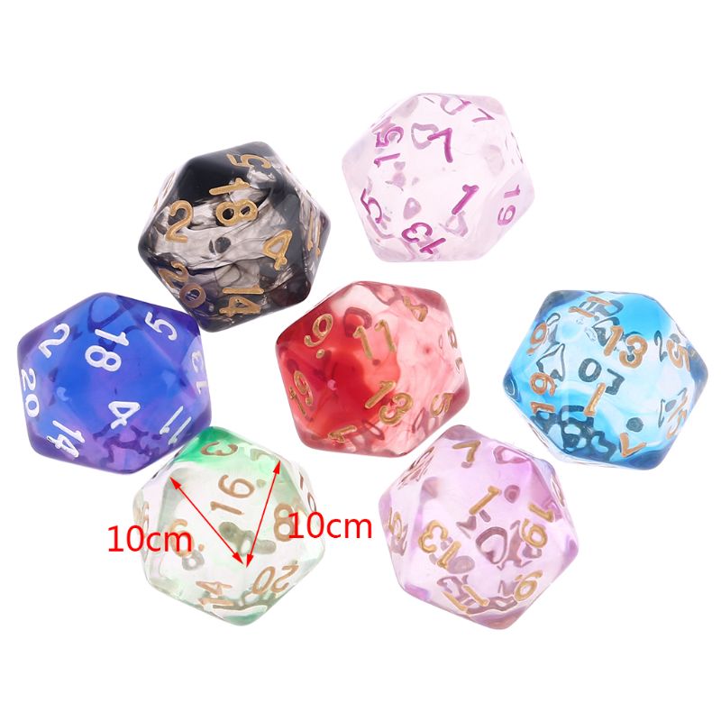 7pcs D20 Polyhedral 20 Sided Dice Numbers Dials Table Board Role Playing Game for Bar Club Party