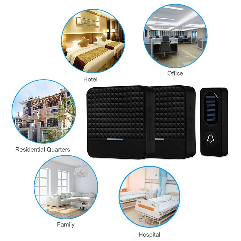 -300M Remote Solar Wireless Waterproof Doorbell Light Control Sensor With Transmitter + Receiver Doorbell One For Two Kit U