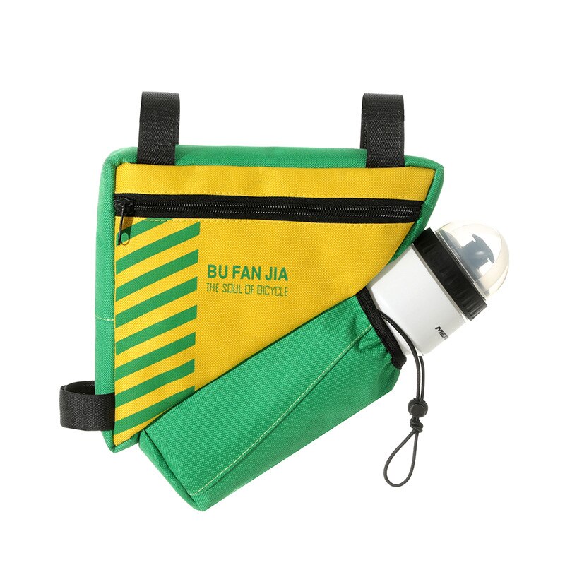 Bicycle riding bag Bicycle Bag Letter Print Triangle Storage Bag Multipurpose Saddle Bag for Bicycles with zipper bottle holder: YELLOW