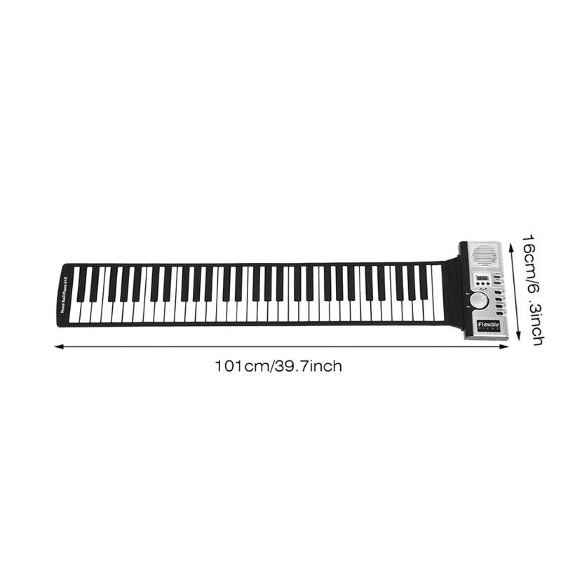 Roll Piano Portable Electronic Piano (61 Keys, White)