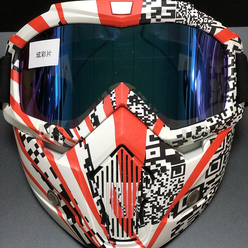 Motorcrossbrillen ski sneeuwscooterbrillen heren dames motorcross race beschermende brillen sneeuwscooterbrillen met mondfilter: C