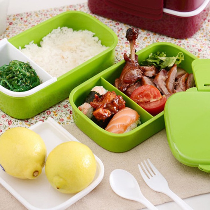 1410ml Grote Capaciteit Dubbele Laag Plastic Lunchbox 12:00 Magnetron Bento Lunchbox BPA Gratis Keuken Voedsel Container