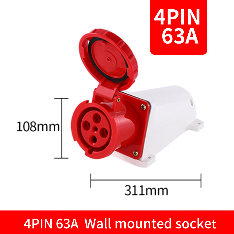 Waterproof Industrial Plug3 Pole 4 Pole 5 Pin dustproof socket IP67 Male and Female 63a 125a Mounted industrial socket 380V 415V: Gold