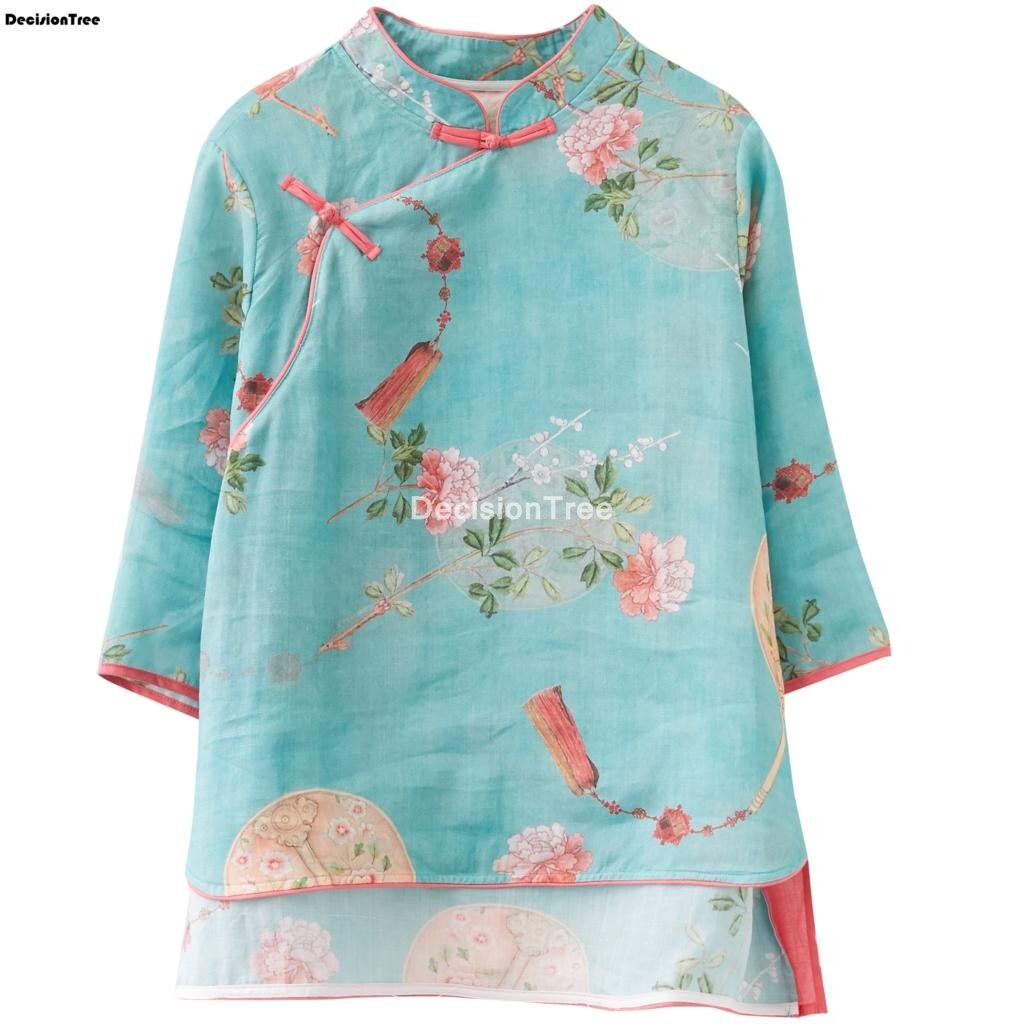 femme traditionnel chinois vêtements haut rétro fleur impression hanfu haut pour femme oriental tang costume chinois blouse